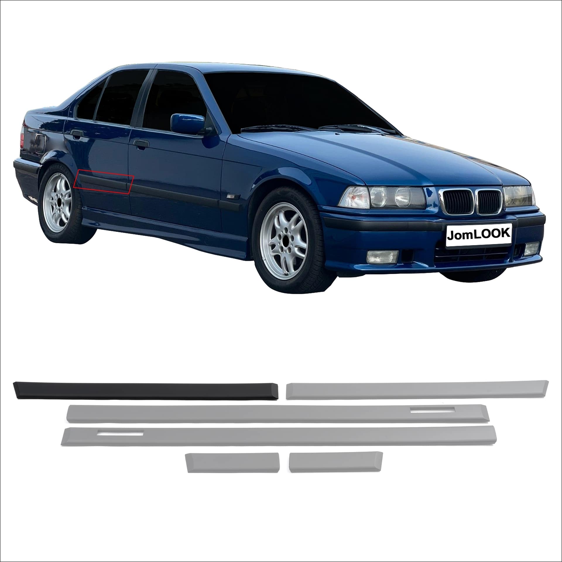 Seitenleisten Türleisten für E36 Limo Touring schwarz 6 teilig passend für passend für E36, 3er, Limo/ Touring passend