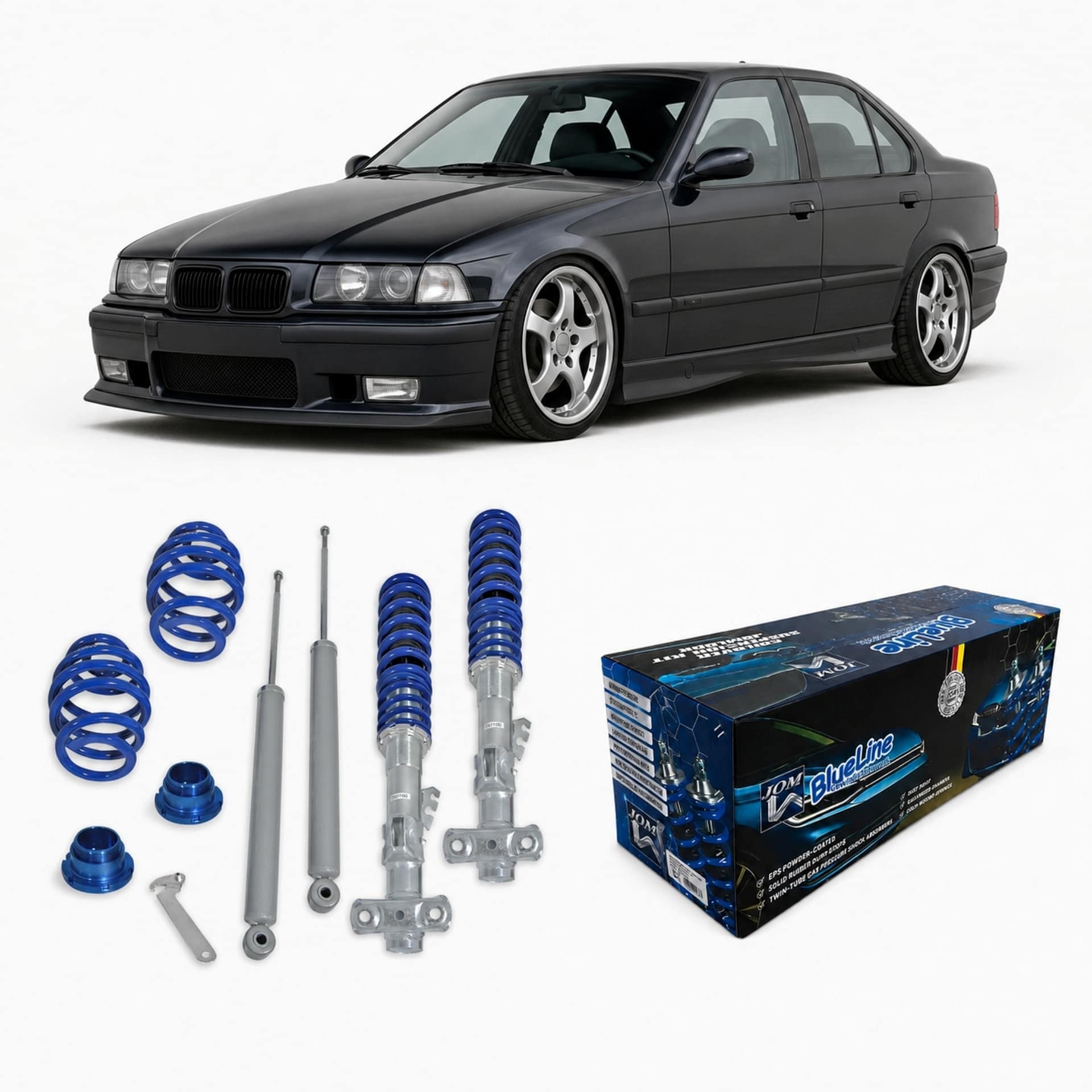 BlueLine Gewindefahrwerk passend für BMW E36 4 und 6 Zylinder alle Modelle außer M3, Baujahr 06.1992-2000 passend für BM