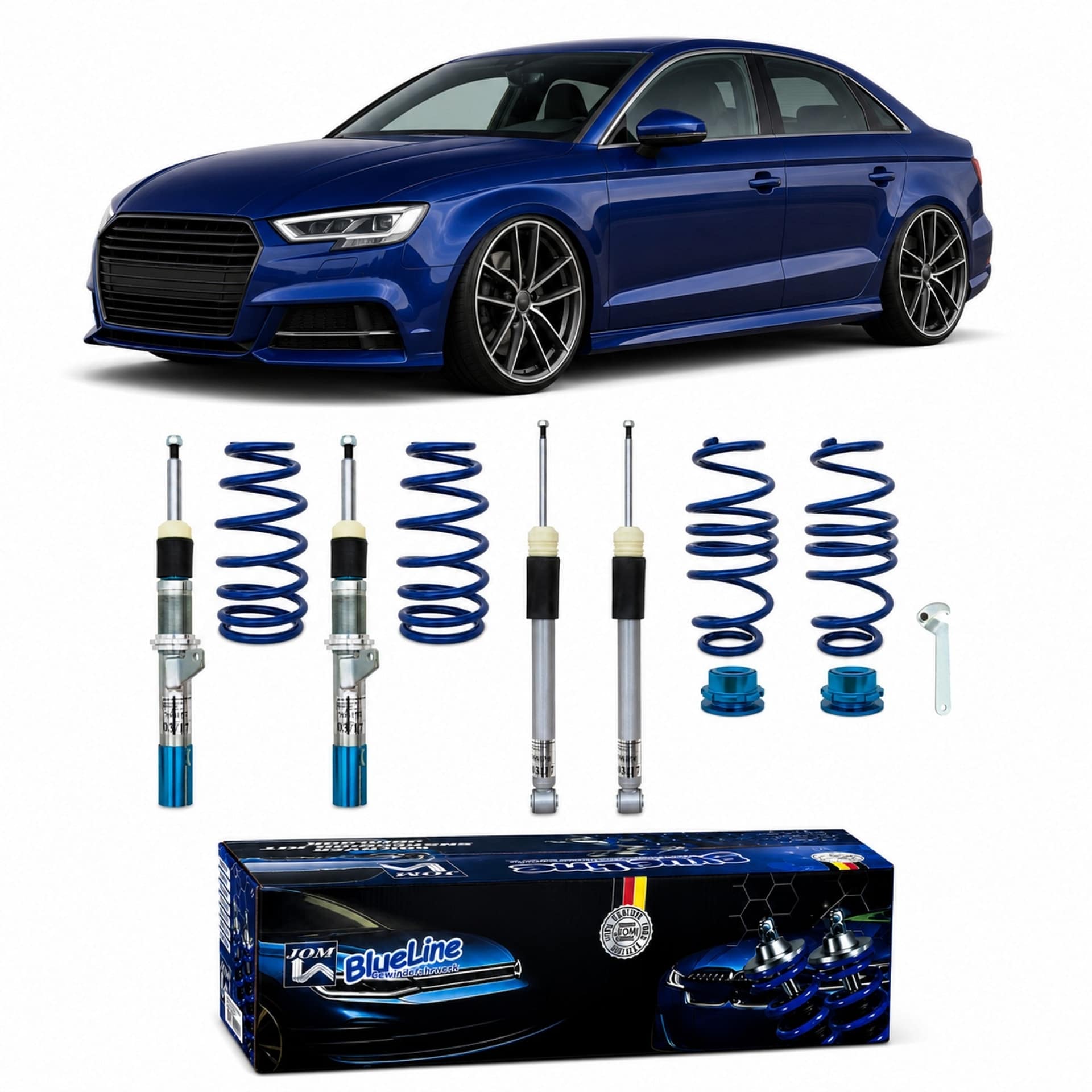 BlueLine Gewindefahrwerk passend für A3 (8V) Sportback und Limousine 1.6 TDI, 2.0TDI ab Baujahr 2012- nur passend bei Fa