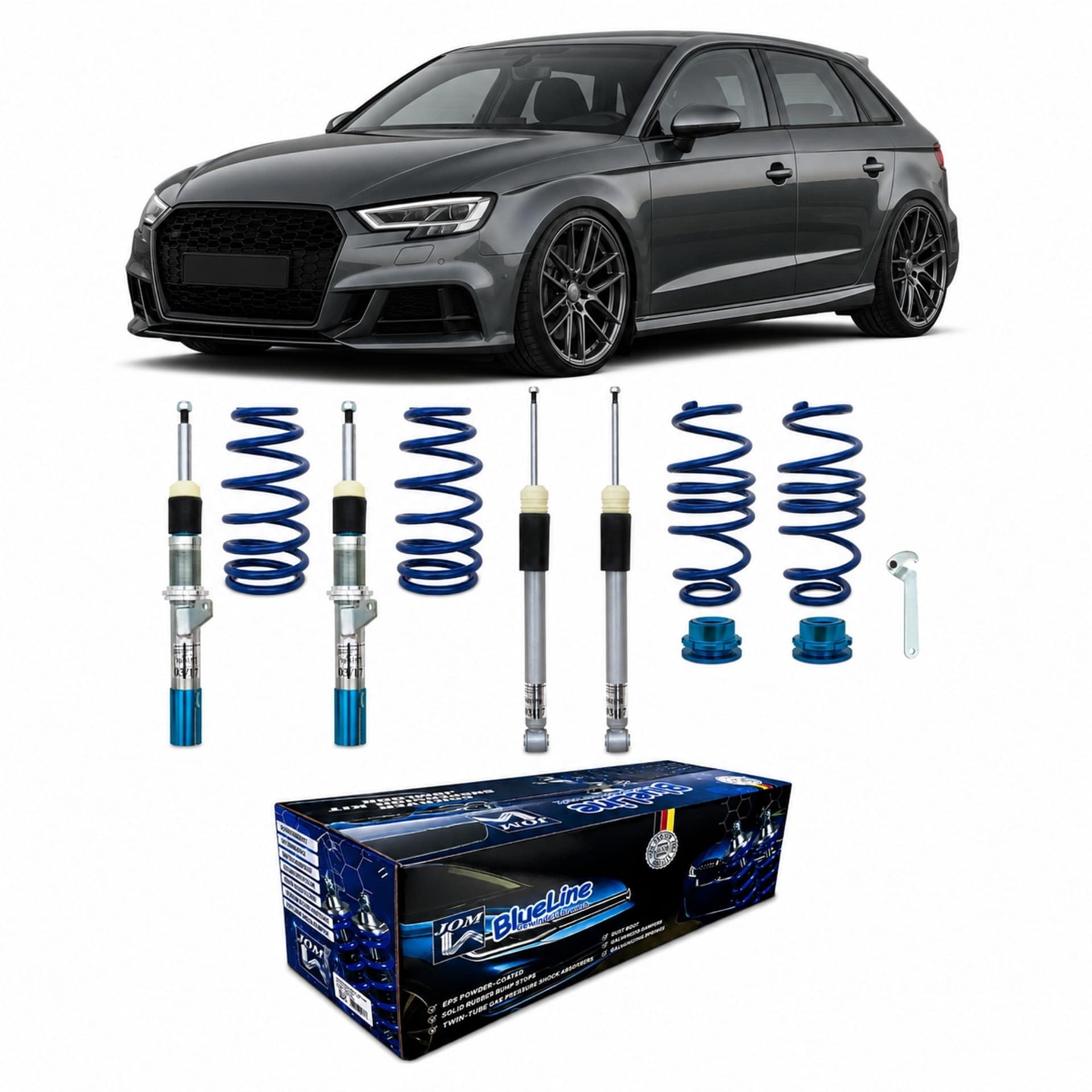 BlueLine Gewindefahrwerk passend für A3 (8V) Sportback und Limousine 1.6 TDI, 2.0TDI ab Baujahr 2012- nur passend bei Fa – Bild 2