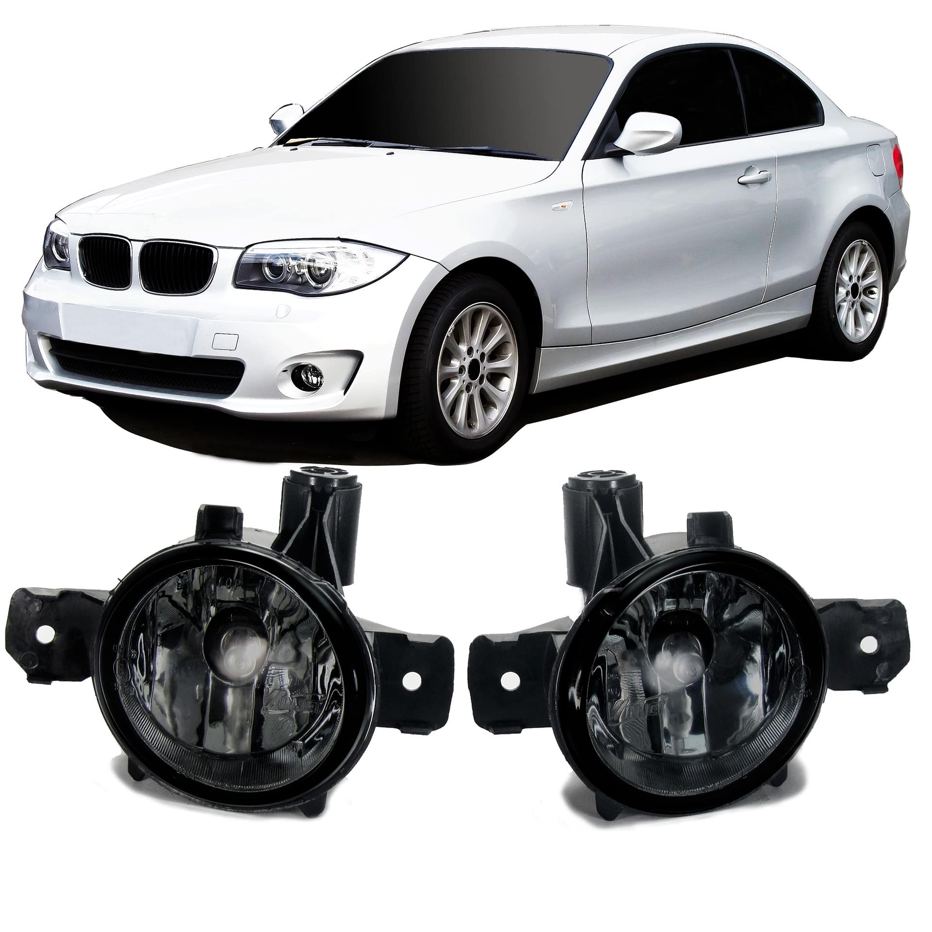 Nebelscheinwerfer Smoke-Glas passend für BMW 1er E81, E82, E87, E88, X1 E84, X3 E83 und X5 E70 passend für BMW 1er E81,