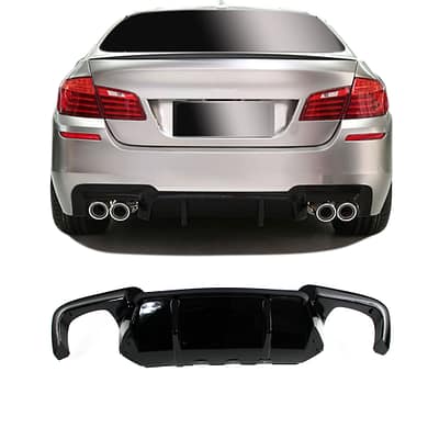 Heckdiffusor Heckschürzeneinsatz Schwarz Glanz Performance Endrohr beidseitig passend für 5er F10/F11 passend für BMW 5e